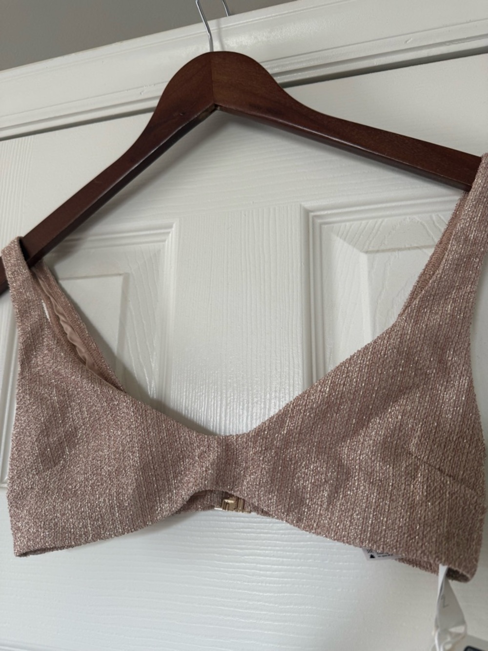 New Zimmermann Swim Metallic Texture Nude Color Scoop Bikini Top size 0 - Picture 2 of 8
